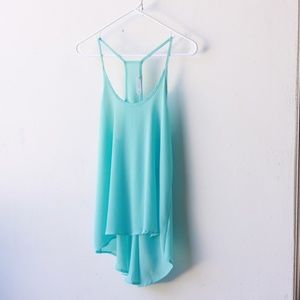 Soft light blue lush chiffon tank